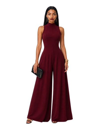 Burgundy Wide Leg Jumpsuit