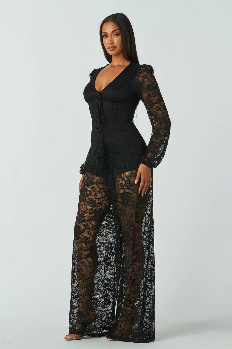 Long Sleeved Lace Jumpsuit
