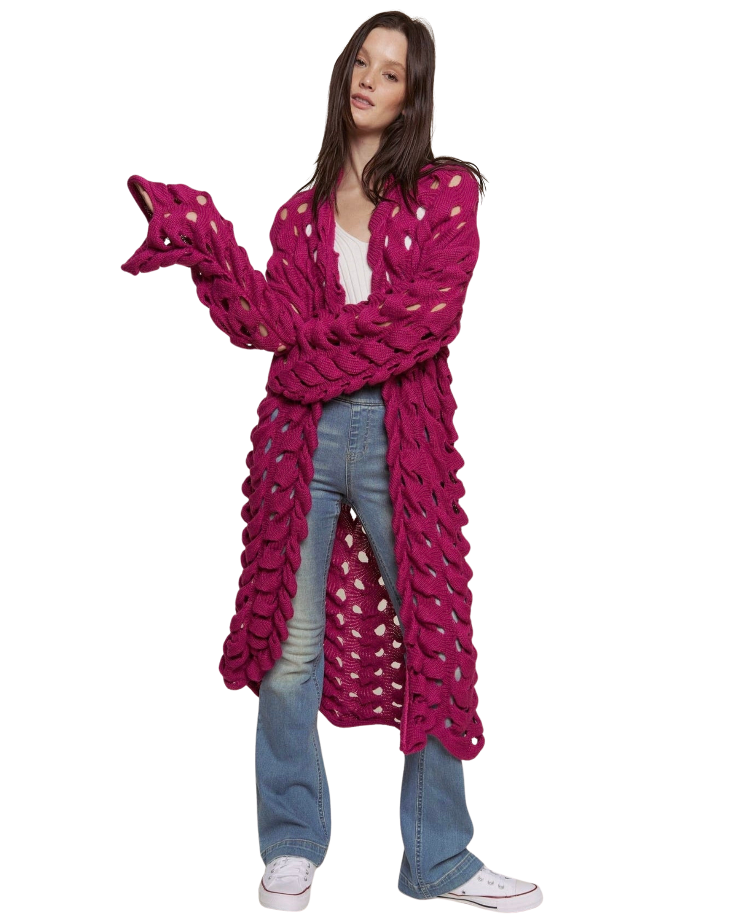 Knitted Fuchsia Cardigan