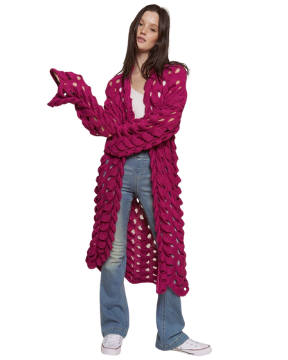 Knitted Fuchsia Cardigan
