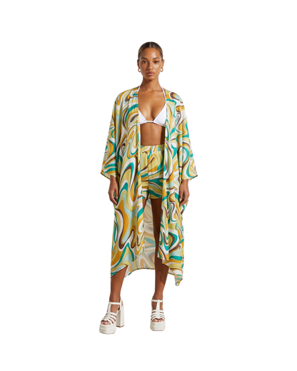 Abstract Pattern Cardigan & Shorts Set