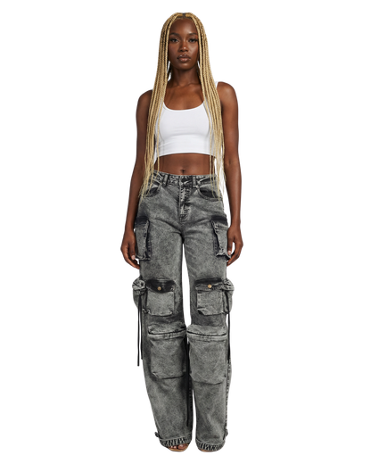 Acid Black Cargo Jeans