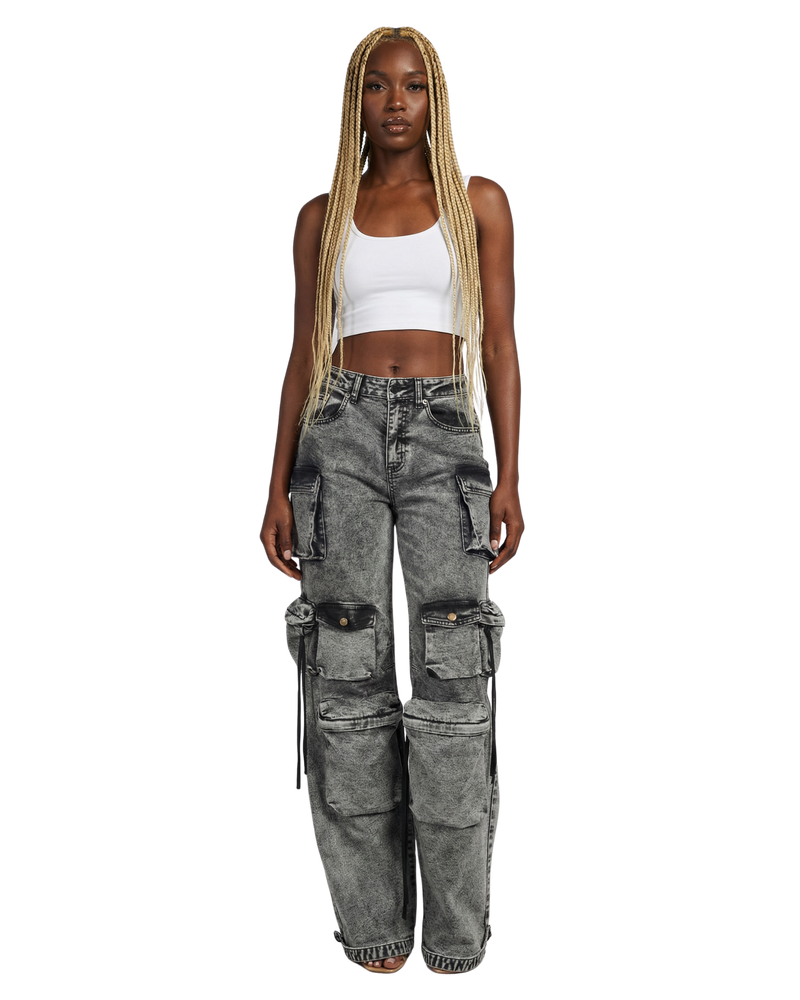 Acid Black Cargo Jeans