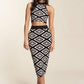 PATTERNED KNIT CROP TANK WITH SKIRT SET