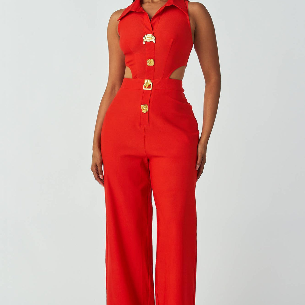 Sleeveless Collared Jumpsuit