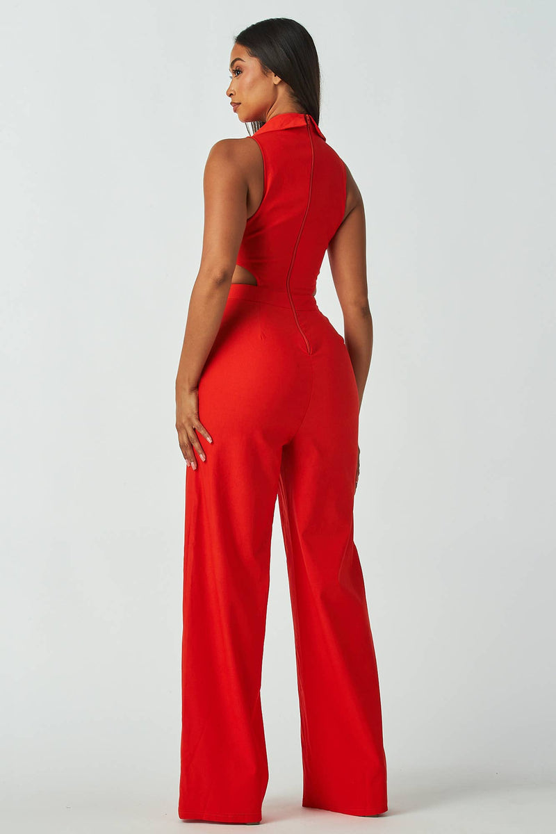 Sleeveless Collared Jumpsuit