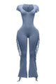 Mineral Washed Fringed Jumpsuit