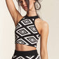 PATTERNED KNIT CROP TANK WITH SKIRT SET