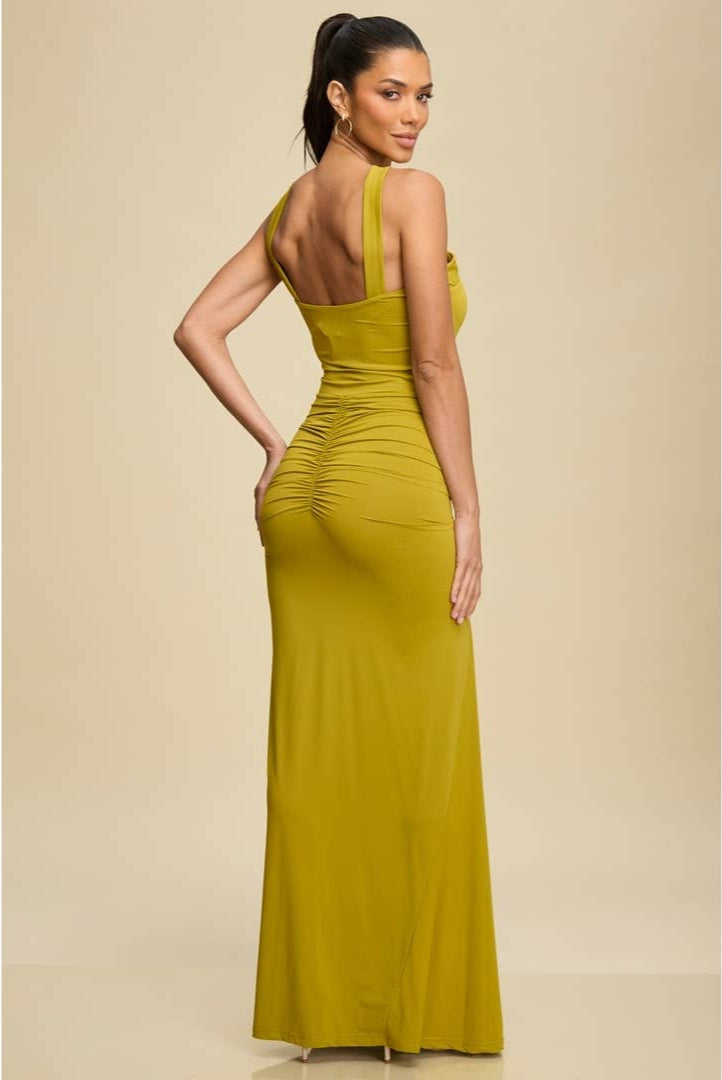 Mock Neck Drape Maxi Dress