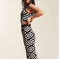 PATTERNED KNIT CROP TANK WITH SKIRT SET