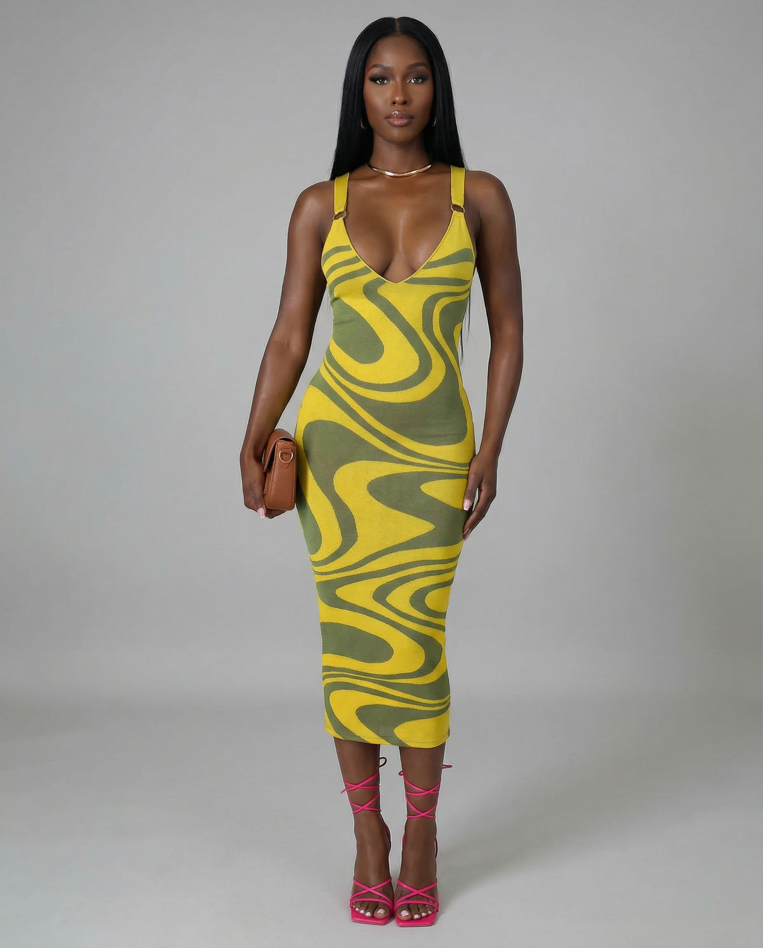 Swirl Bodycon Midi Dress