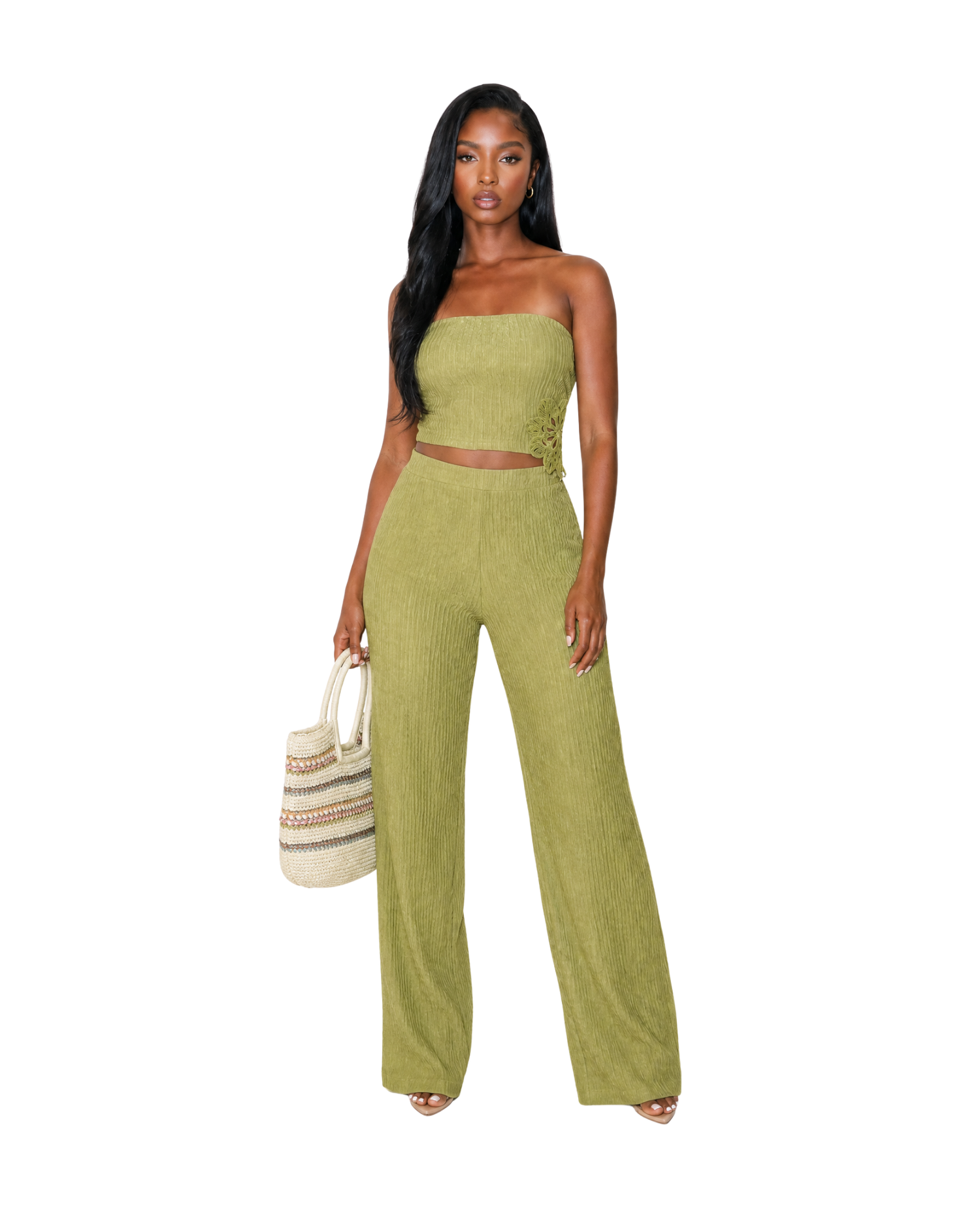 Embellished Tube Top Pants Set