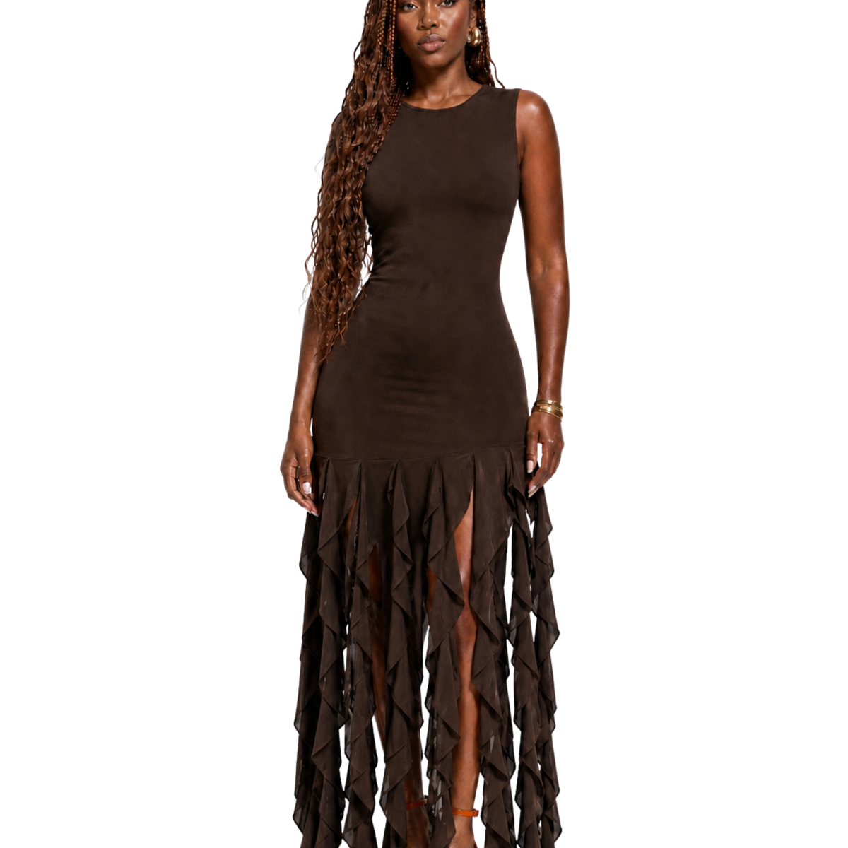 Mini Dress With Ruffle Fringe Hem