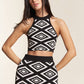 PATTERNED KNIT CROP TANK WITH SKIRT SET