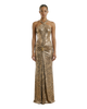 Print Foil Gold Trim Maxi Dress