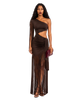 One-Shoulder Fringe Cutout Maxi Dress