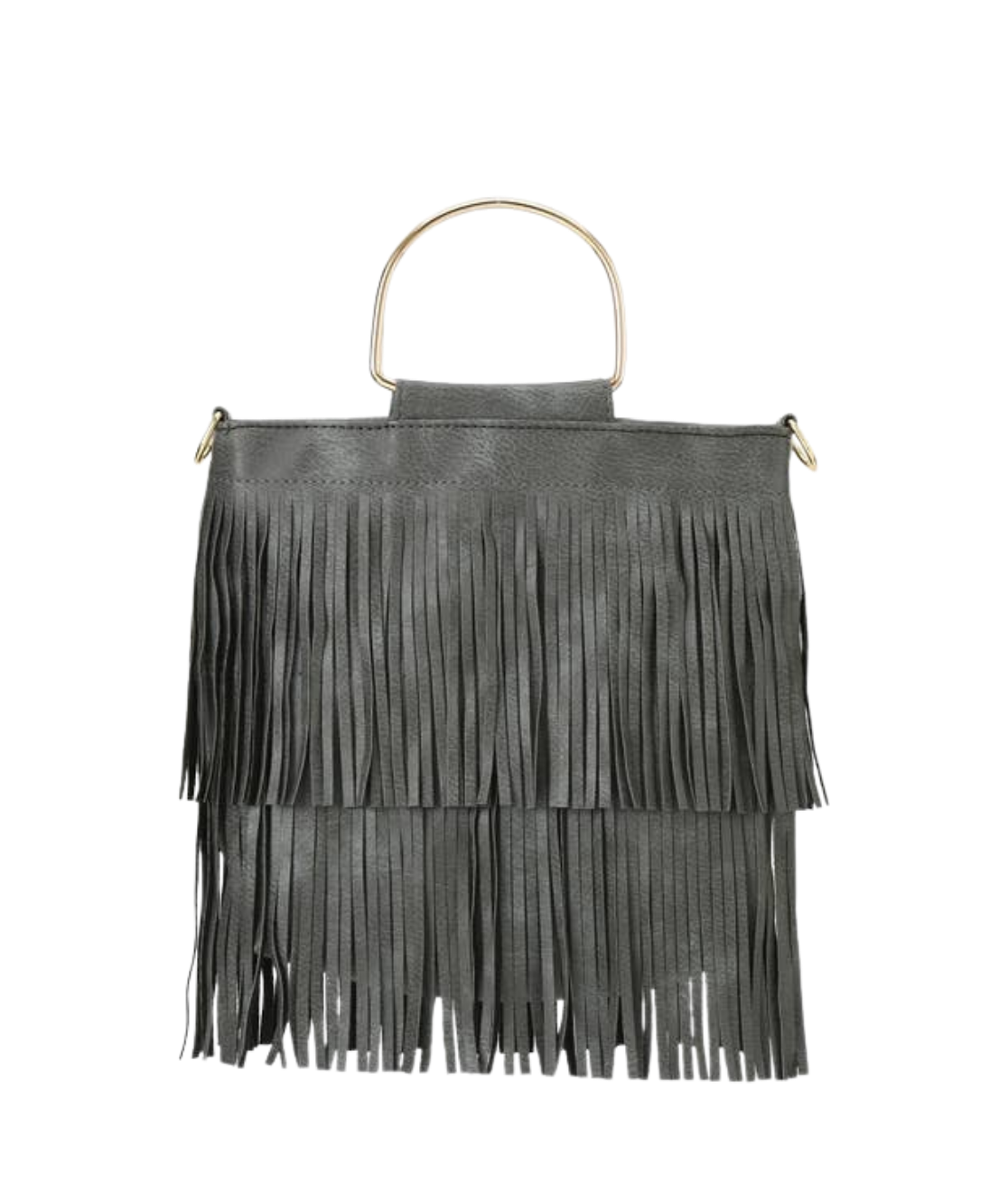 Fringe Handbag with Metal Ring Handle
