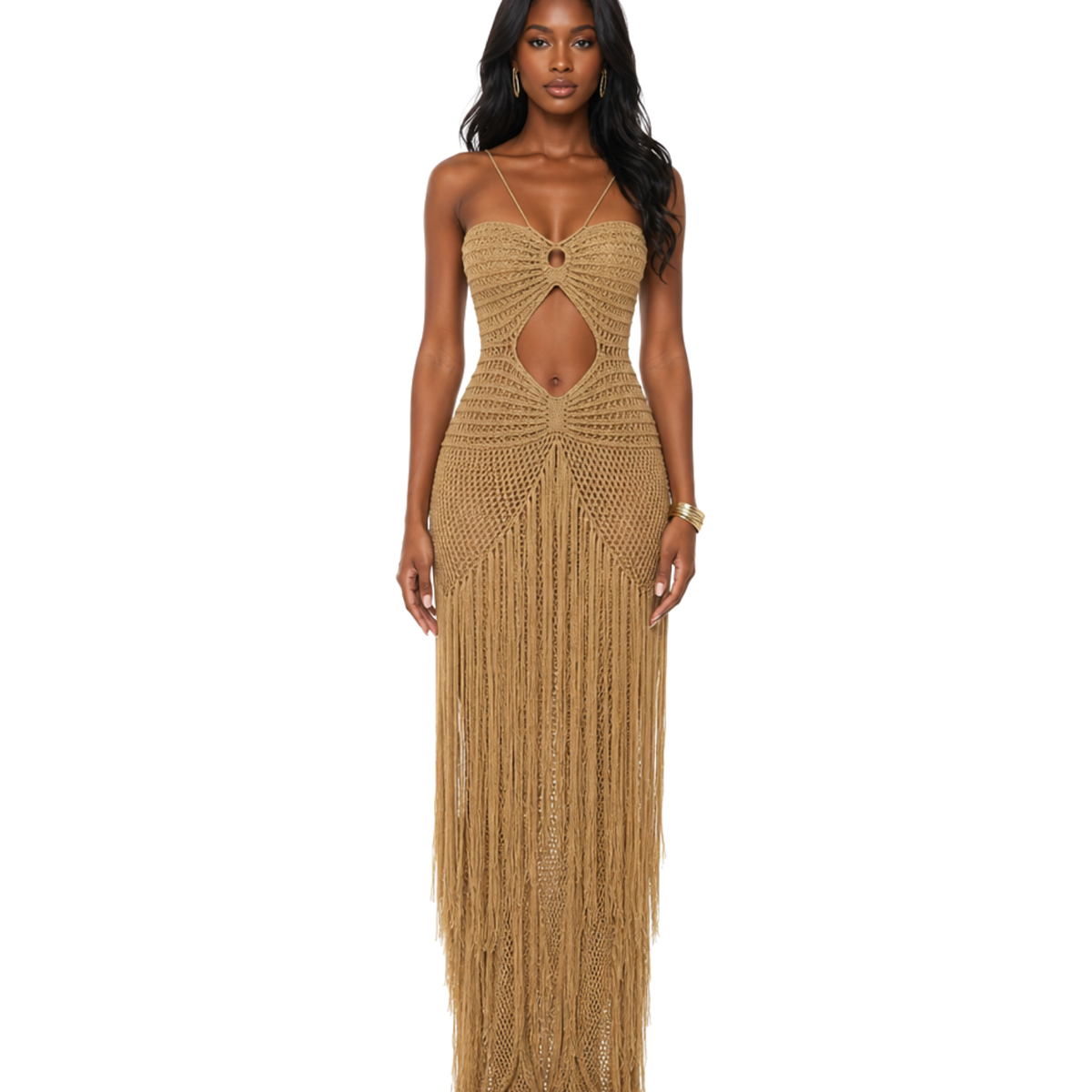 Crochet Fringe Maxi Dress