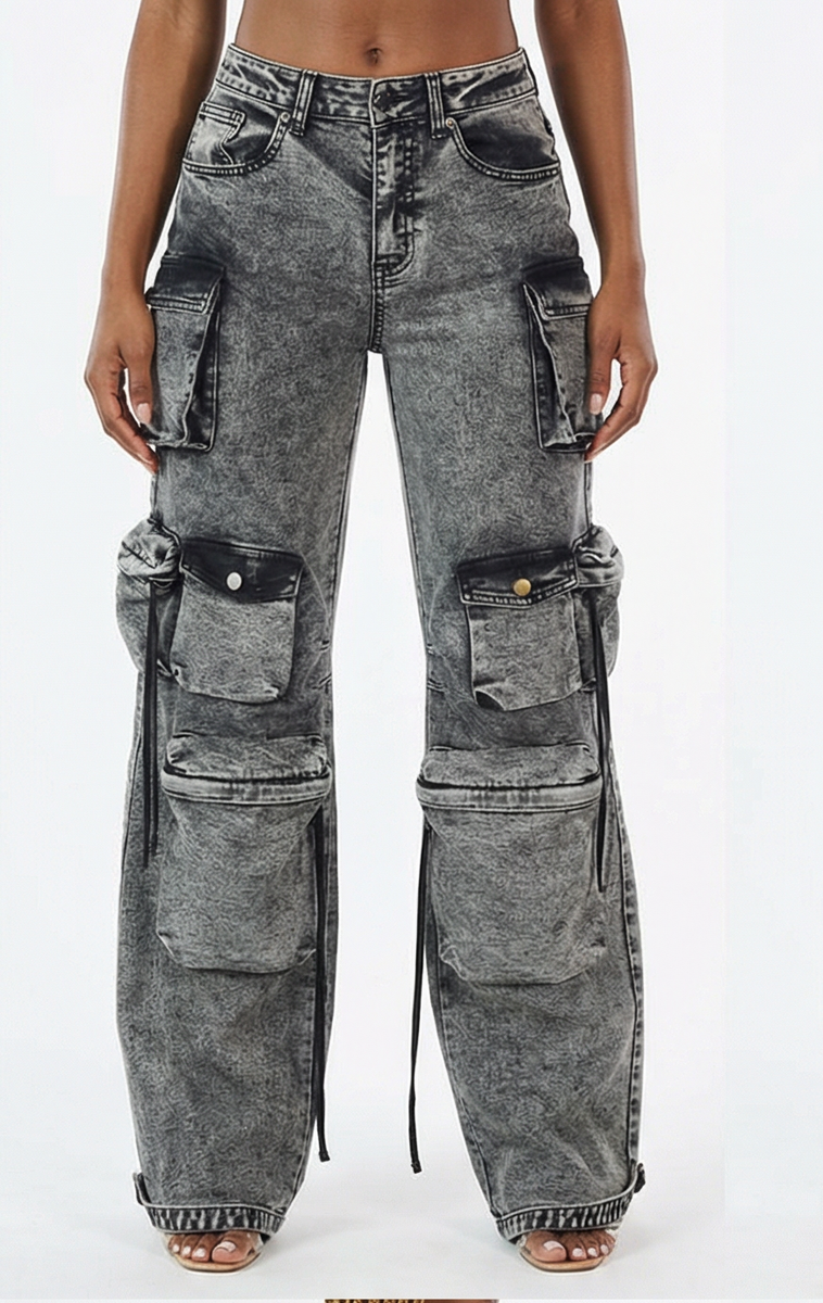 Acid Black Cargo Jeans