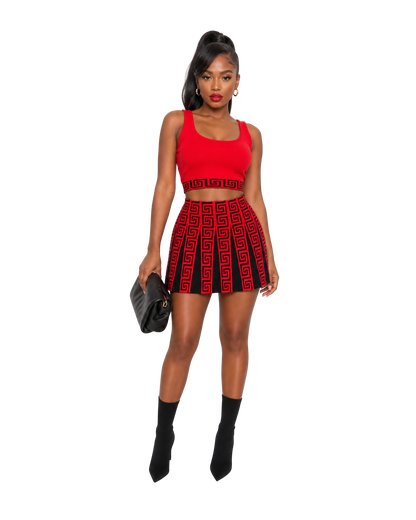 Greek Key Print Skirt Set
