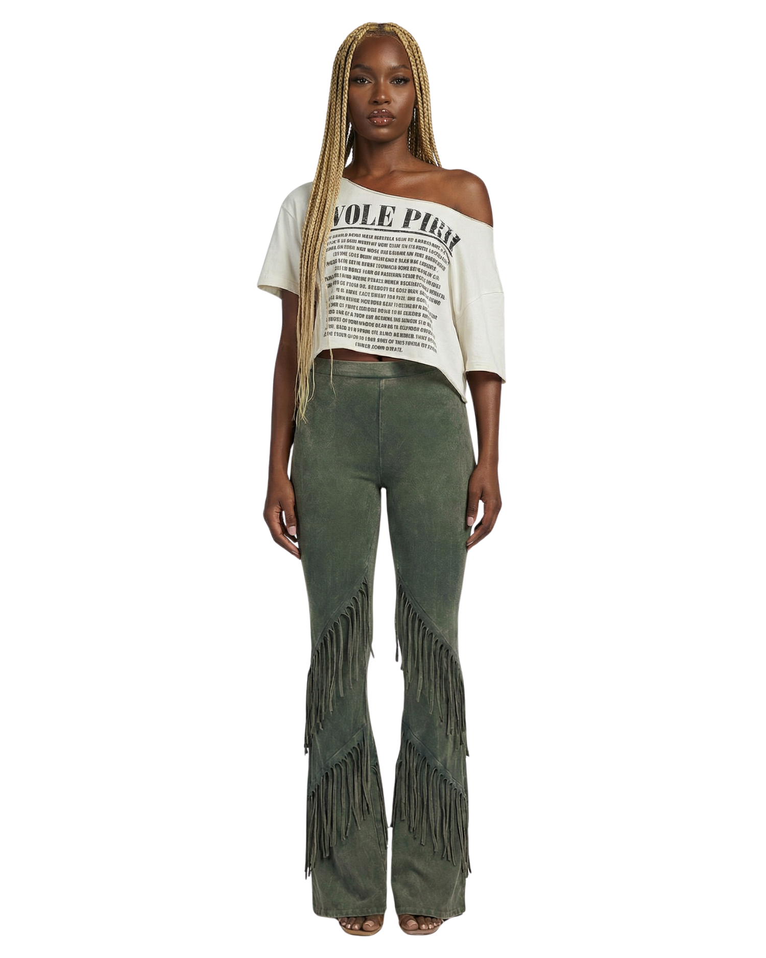 Mineral Washed Front Fringe Pants