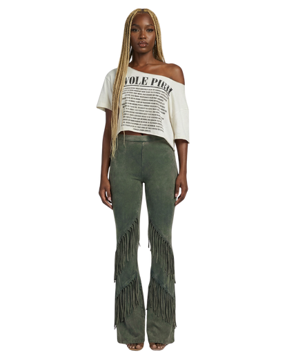 Mineral Washed Front Fringe Pants