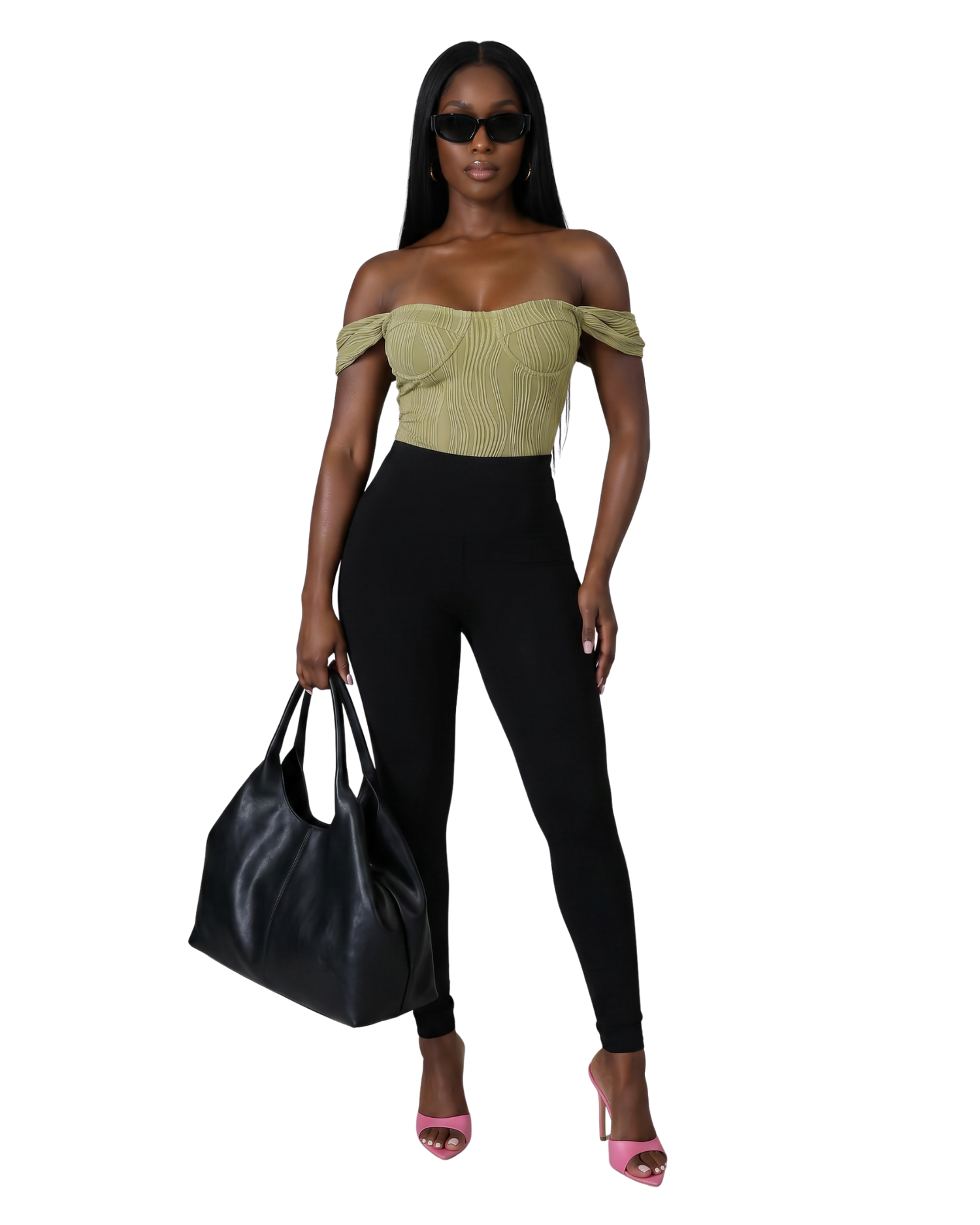 Sage Off The Shoulder Jacquard Top