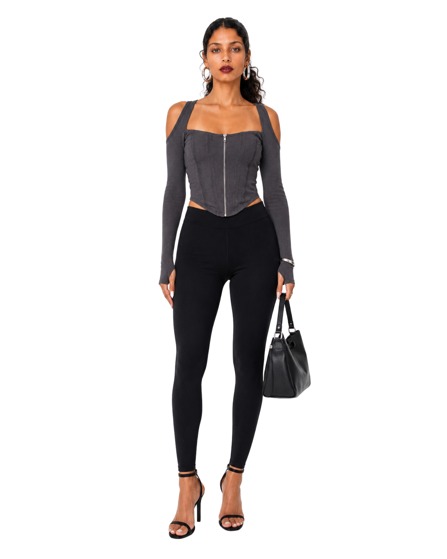 Square Neck Shoulder Cut Out Bustier Top