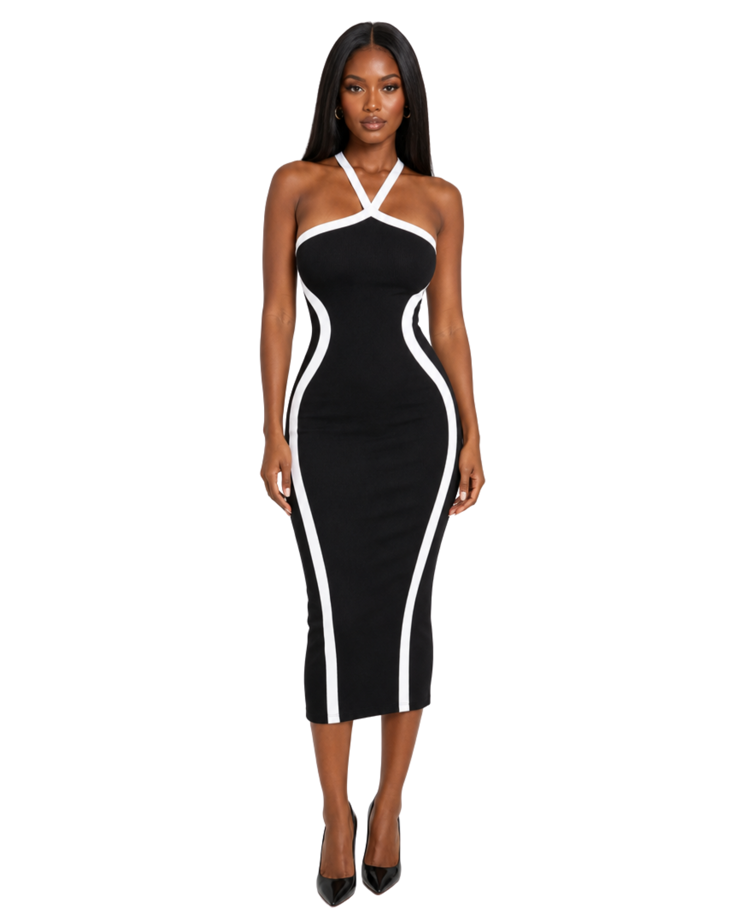 Curve Appeal Contrast Trim Midi Dress