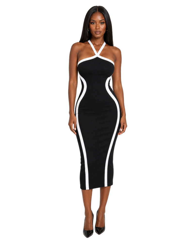 Curve Appeal Contrast Trim Midi Dress
