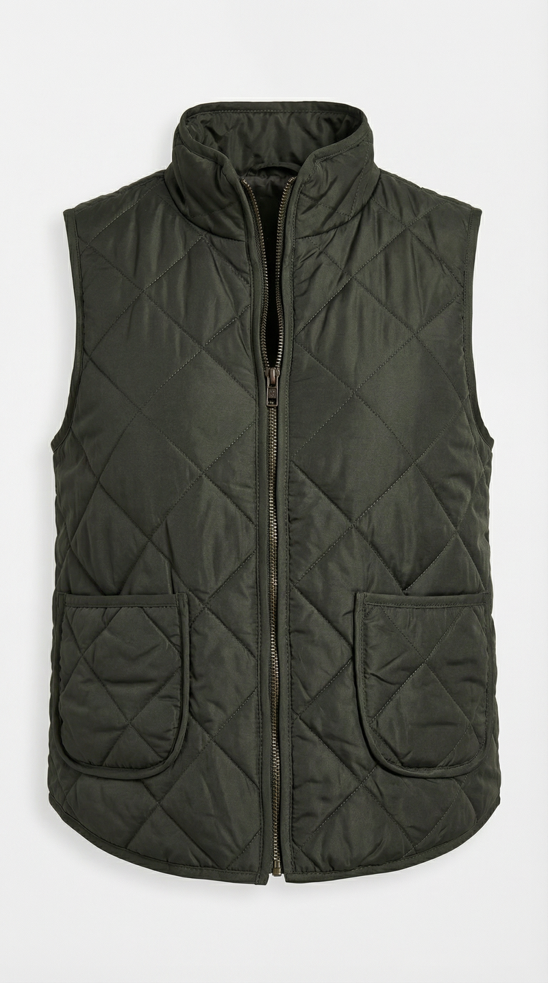 Quilted Puff Two Pockets Zip-Up Turtleneck Vest