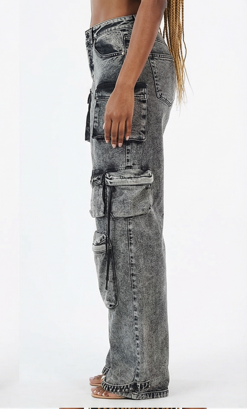 Acid Black Cargo Jeans