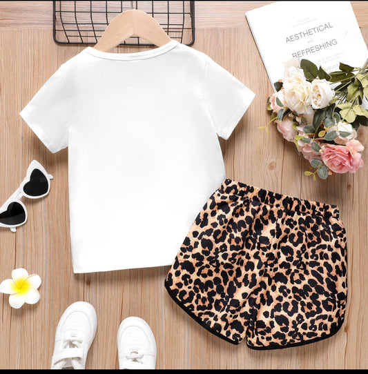 Pretty Girl T-Shirt and Leopard Shorts Set