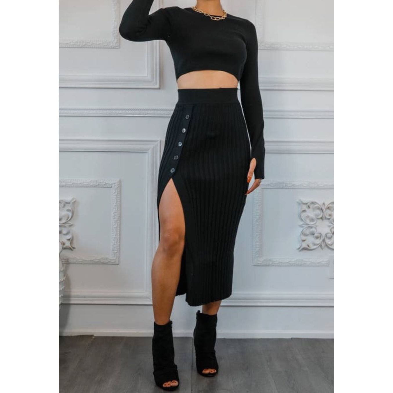 Sweater Crop and Skirt Set