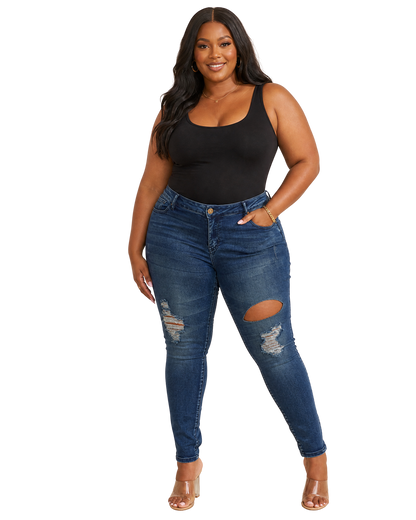 Low Rise - Dark Blue Denim Pants