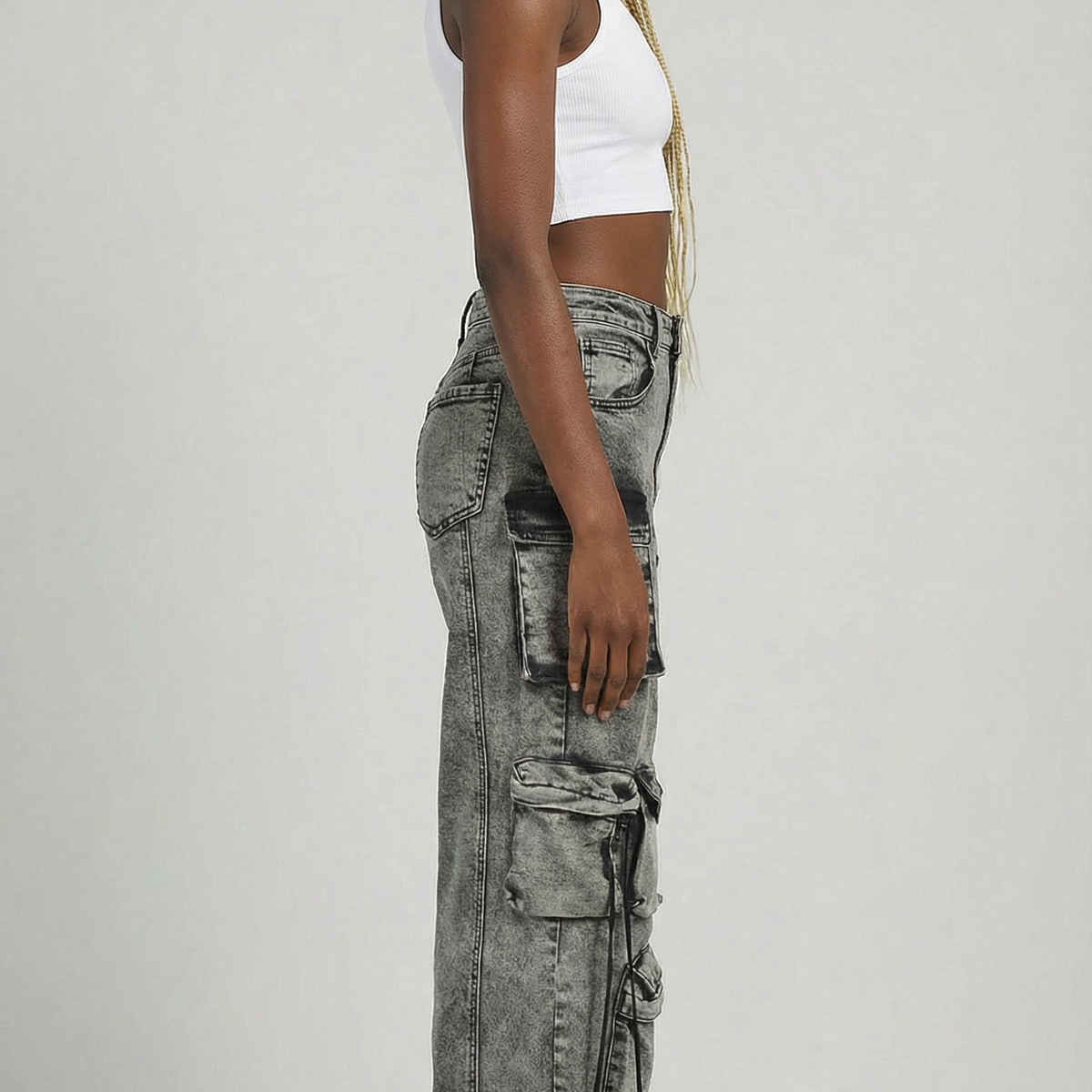 Acid Black Cargo Jeans