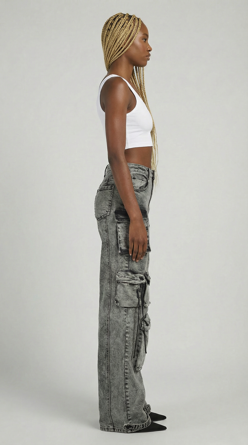 Acid Black Cargo Jeans