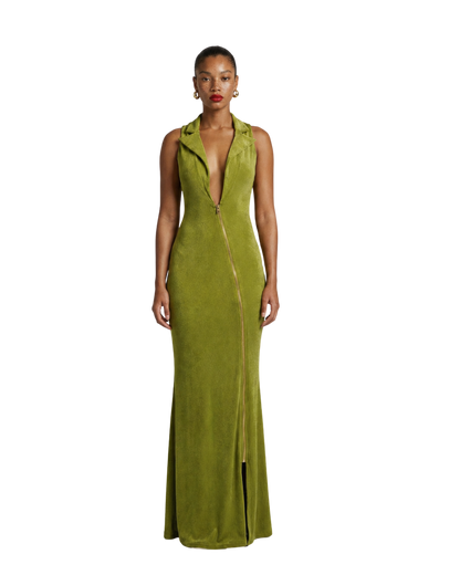 Olive Deep V Neck Maxi