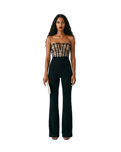 Mesh Two Tone Jumpsuit