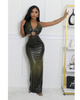 Halter Faux Leather Maxi Dress