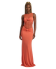 Coral Knot Mesh Cutout Maxi Dress