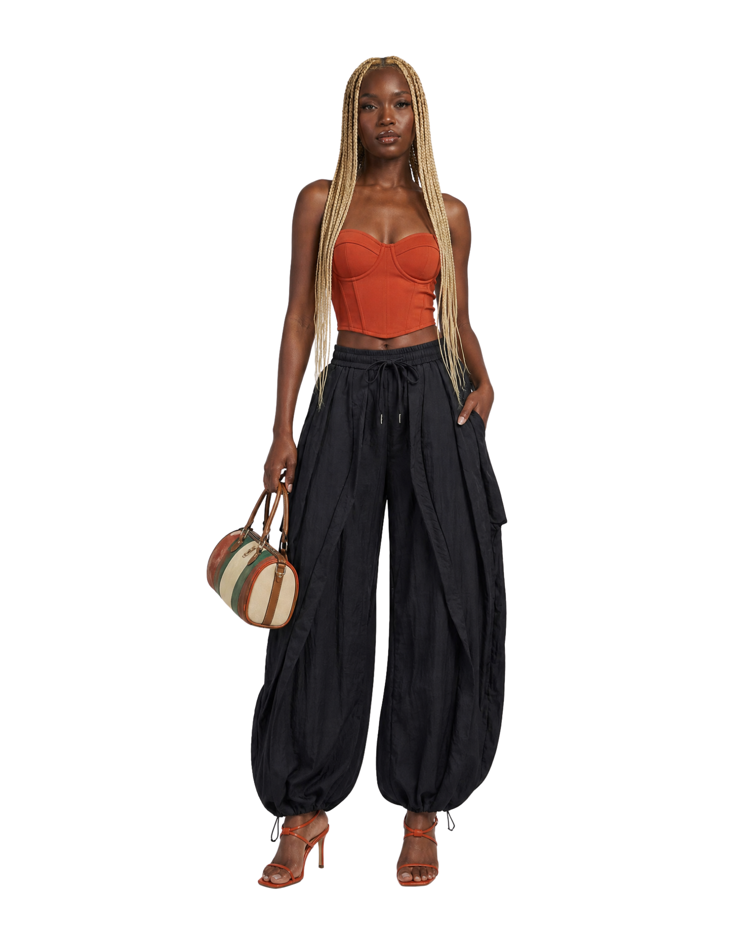 Black Wide Leg Drawstring Pants