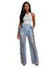 High-Waisted Shredded Fringe Pants