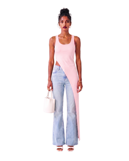 Asymmetrical Draped Long Tank Top