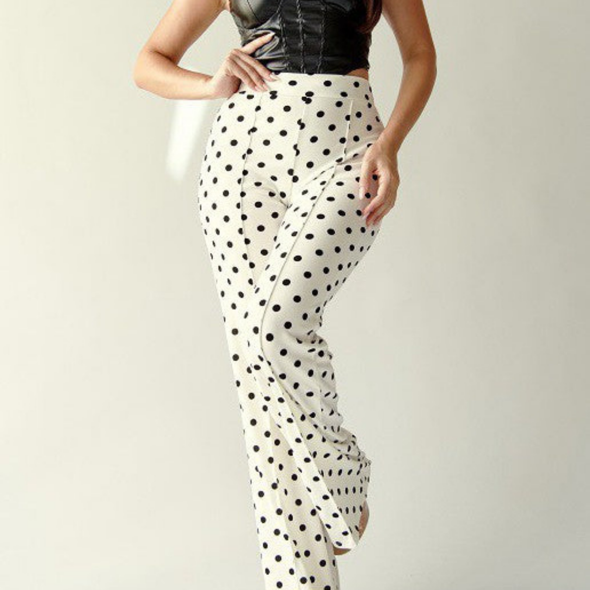 HIGH WAISTED POLKA DOT PANTS