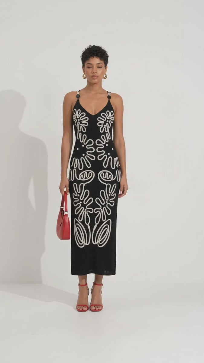 Modern Art Abstract Knit Midi Dress
