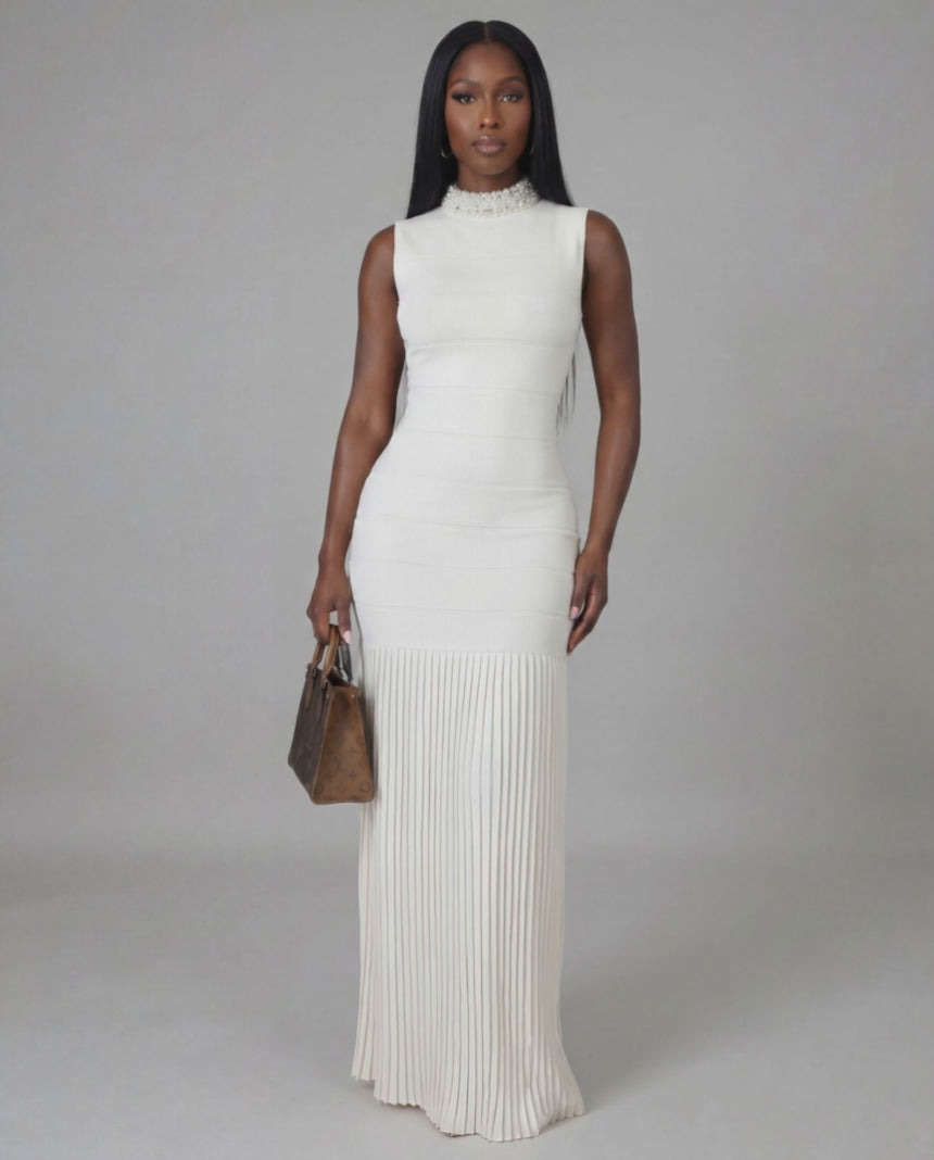 Bodycon Dress Pleated Below Waist