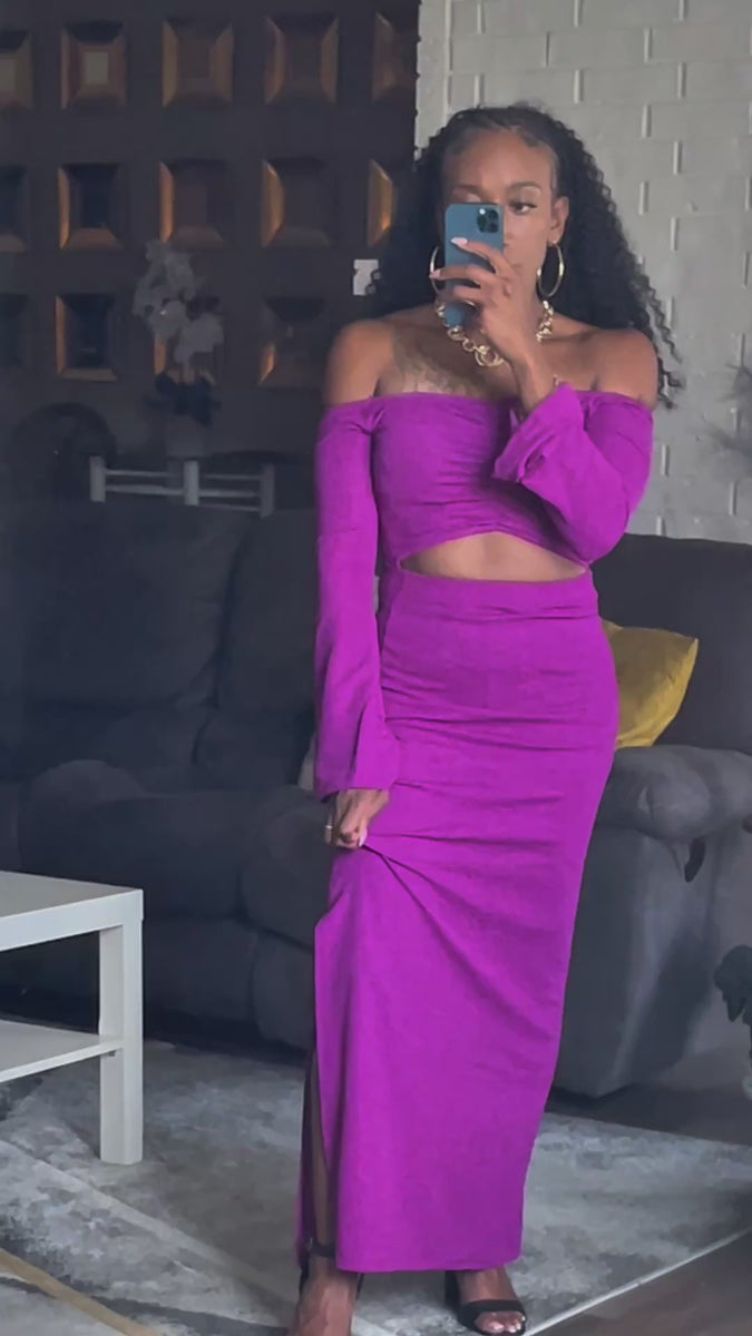 Flared Sleeves Off Shoulder Maxi Dress