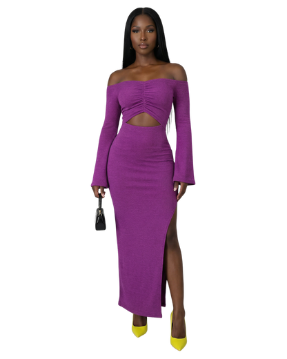 Flared Sleeves Off Shoulder Maxi Dress