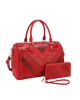 Shiny Patchwork Boston Bag with Wallet Set